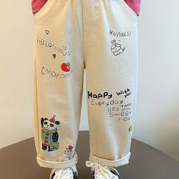 LULU & SKY Girls Printed Tapered Fit High-Rise Trousers-picture-34