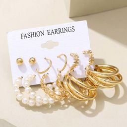 PolluxCraft Set Of 6 Gold-Plated Contemporary Korean Hoop Earrings-picture-33