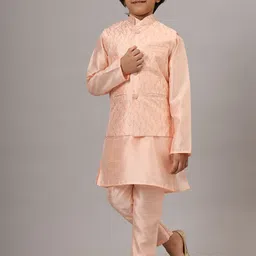 TAHVO Boys Ethnic Motifs Regular Sequinned Kurta with Trousers-15