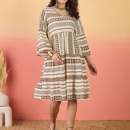 Sangria Printed Fit & Flared Tiered Dress-image-82
