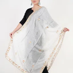 Karthav Fashion Floral Embroidered Beads & Stones Art Silk Dupatta-24