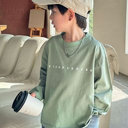 LULU & SKY Boys V-Neck Extended Sleeves Pure Cotton Raw Edge T-shirt-image-63