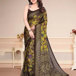 MAGNEITTA Women Floral Printed Pure Chiffon Saree-picture-56