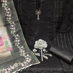 SAINOOR Embroidered Pure Silk Semi-Stitched Dress Material-image-93
