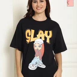 Metronaut Women Typography Pack Of 2 Printed Cotton Oversized T-shirt-picture-19