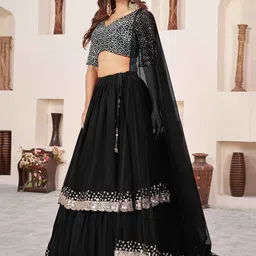 DIVASTRI Embellished Sequinned Semi-Stitched Lehenga & Unstitched Blouse With Dupatta image 2
