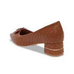Sherrif Shoes Pointed Toe Textured Block Pumps image 3