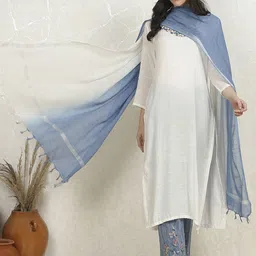 Biba Floral Yoke Design Thread Work Linen Unstitched Dress Material-17