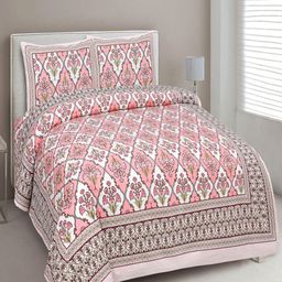 Bombay Spreads Blue & Off White Floral Cotton 180 TC King Bedsheet Set 2.74 m X 2.20 m-image-66