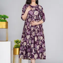RANGEELO JAIPUR Women Floral Printed Maternity Anarkali Kurta-picture-37