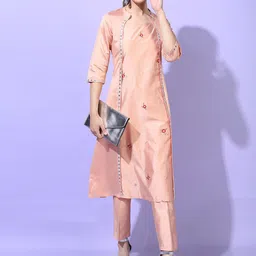 Vishudh Women Ethnic Motifs Embroidered Regular Straight Kurta With Palazzos-image-46