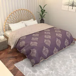Aura Purple Floral Printed Microfiber AC Room 210 GSM Reversible Double Bed Comforter-image-99