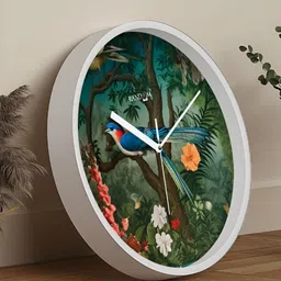 RANDOM White & Green Printed Contemporary Analogue Round Wall Clock-picture-23