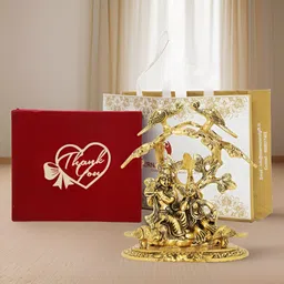INTERNATIONAL GIFT Gold-Toned Lord Radha Krishna Religious Idol Showpiece-image-93