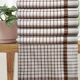 Athom Living Brown & White 5 Pieces Printed Cotton 210 GSM Bath Towel-image-42