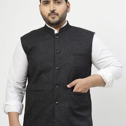 plusS Mandarin Collar Woven Nehru Jacket-image-35