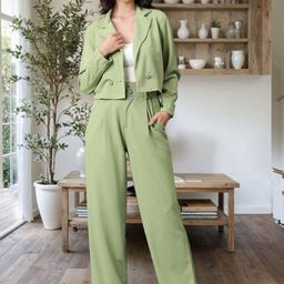 Kotty Lapel Collar Long Sleeves Coat With Trouser-picture-2