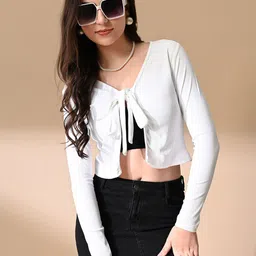 BAESD Women Solid Tie-Up Neck Top-image-97