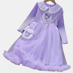 YK Kids Girls Solid Peter Pan Collar Fit & Flare Dress-image-74