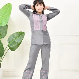 BAESD Girls Embroidered Pure Cotton Shirt With Trousers-picture-39