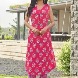 ODD BY chansi TRENDZ Women Ethnic Motifs Printed Kurta with Trousers-image-83