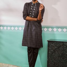 VASTRAMAY Men Printed Regular Sequinned Kurta with Trousers-picture-20