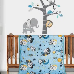 Florida Blue & White Cartoon Characters Single Bed Blanket-image-97