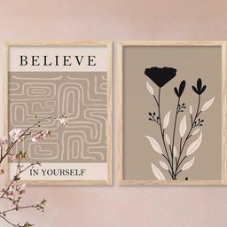 WALLLANE Brown 2 Piece Wood Abstract Wall Paintings-picture-27