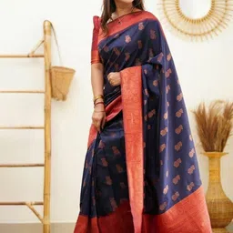 VILLE FASHION Ethnic Motifs Woven Design Zari Kanjeevaram Saree-37