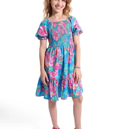 Hola Bonita Floral Print Georgette A-Line Dress-image-96