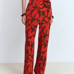 MANGO Women Floral Printed Wide Leg Trousers-image-22
