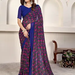 VARNI FABRICS Floral Pure Georgette Saree-image-44