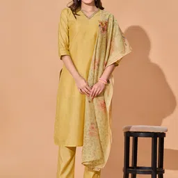 KALINI Women Regular Gotta Patti Chanderi Silk Kurta with Trousers & With Dupatta-18