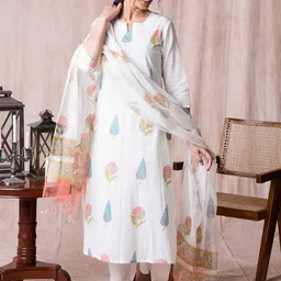 GoSriKi Floral Printed Kurta with Trousers & Dupatta-picture-22