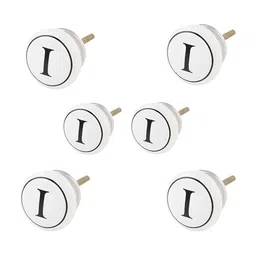 Indianshelf6Pcs Black & White Textured Ceramic Alphabet Knobs-16