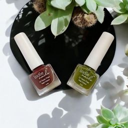 Indie Nails Set Of 2 Earthy Harmony Nail Color 15 ml Each Groovy Olive & Paw Print-6