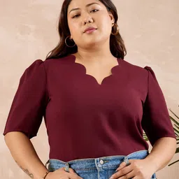 Berrylush Curve Puff Sleeve Top-image-18