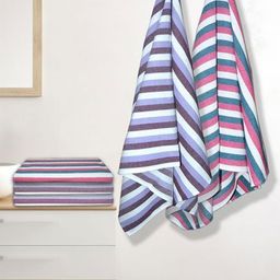 Aura Violet & White 5 Striped Cotton 210 GSM Bath Towel-15
