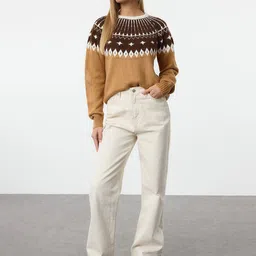Trendyol Women Self Design Round Neck Long Sleeves Pullover Sweatshirt-image-80