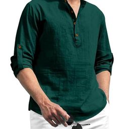 Edin Men Green Cotton Kurtas-image-90