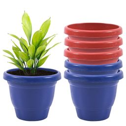 Kuber Industries Blue & Red 6 Pieces Versatile Sturdy Flower Planters-0