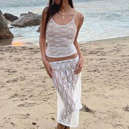 LULU & SKY Self Design Shoulder Straps Neck Sleeveless Top With Skirt-picture-11
