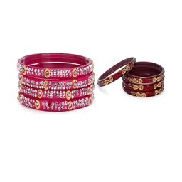 SOMIL Set of 8 Pink Alloy Bangles-image-103