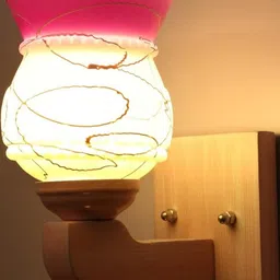 Somil Premium Designer Glass Wall / Night Lamp Elegant & Stylish Dcor Accent for Modern Interiors, color- Pink, White, Size- 20 X 25 X 23.5 CM-image-92