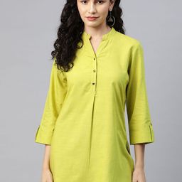Nayam By Lakshita Women Mandarin Collar Cotton Kurti-picture-32