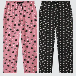 Tee Weavers Girls Pack Of 2 Printed Cotton Lounge Pants-picture-32