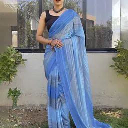HERE&NOW Leheriya Pure Chiffon Jamdani Saree-image-63