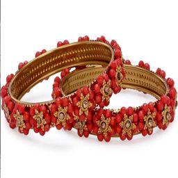 SOMIL Set of 14 Brown Alloy Artificial Stones & Beads Bangles-image-20
