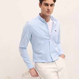 THE BEAR HOUSE Men Slim Fit Spread Collar Pinstripes Striped Cotton Casual Shirt-image-41