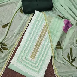 KALINI Floral Printed Beads And Stones Unstitched Dress Material-image-27